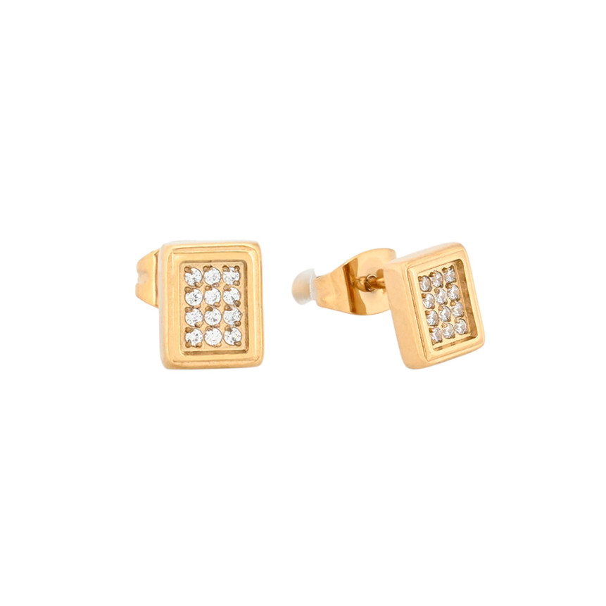Pendientes rectangulares de acero con circonitas