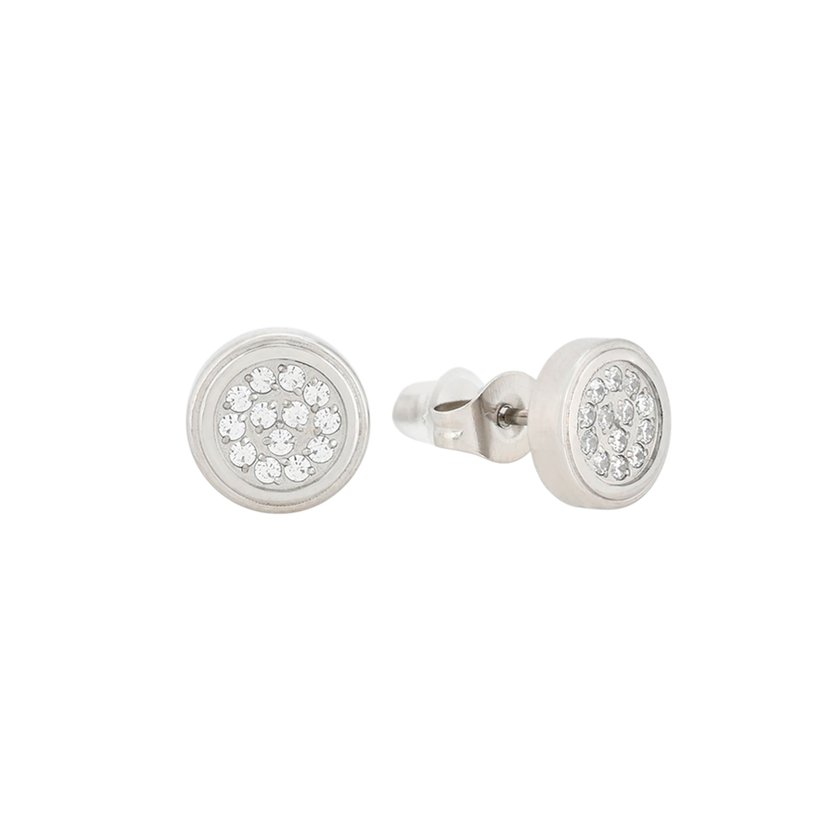 Boucles d'oreilles rondes en acier avec zircons