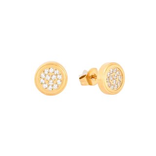 Boucles d'oreilles rondes en acier avec zircons