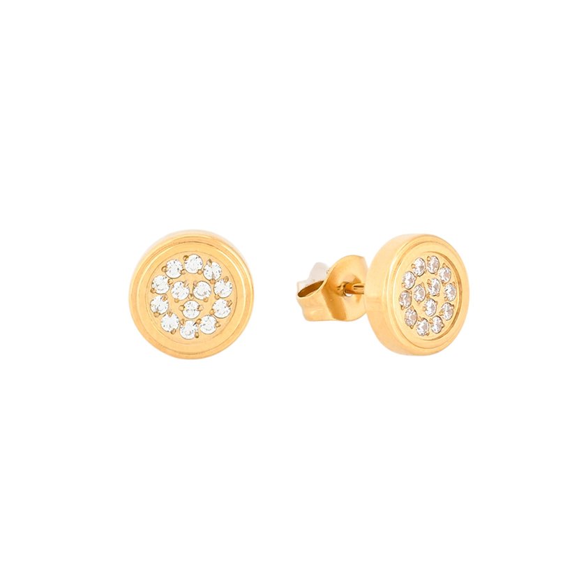 Boucles d'oreilles rondes en acier avec zircons