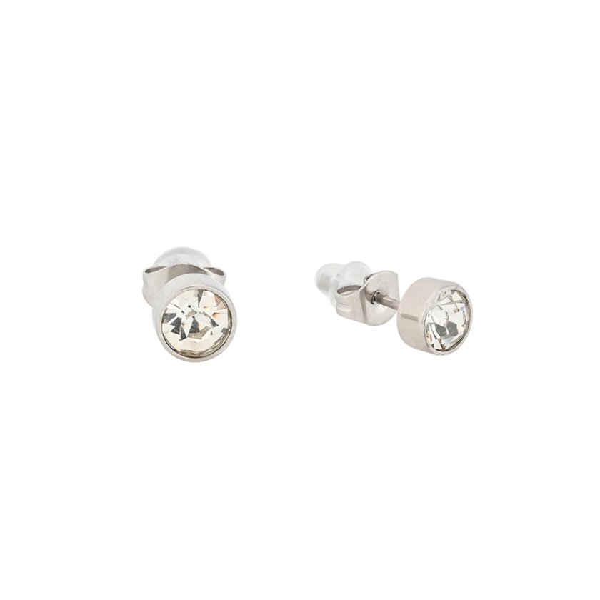 Boucles d'oreilles acier pierre brillante GB