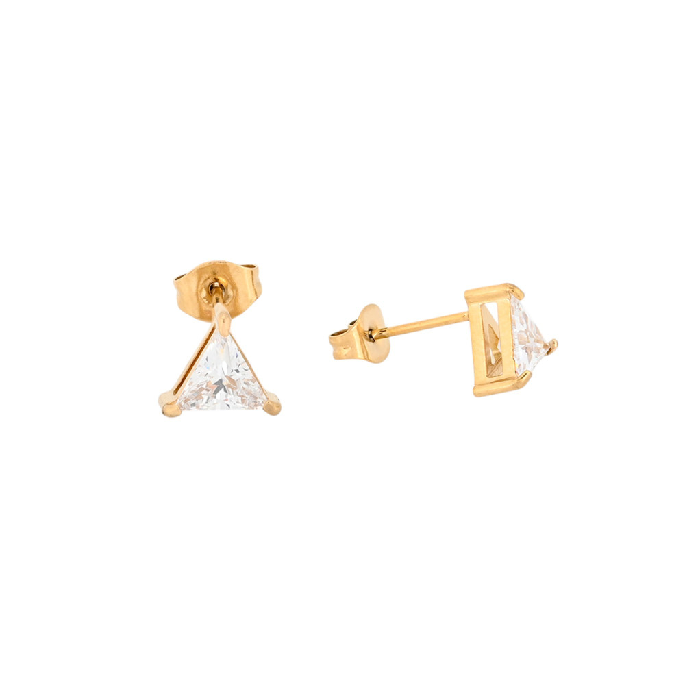 Boucles d\'oreilles en acier pierre triangulaire GB
