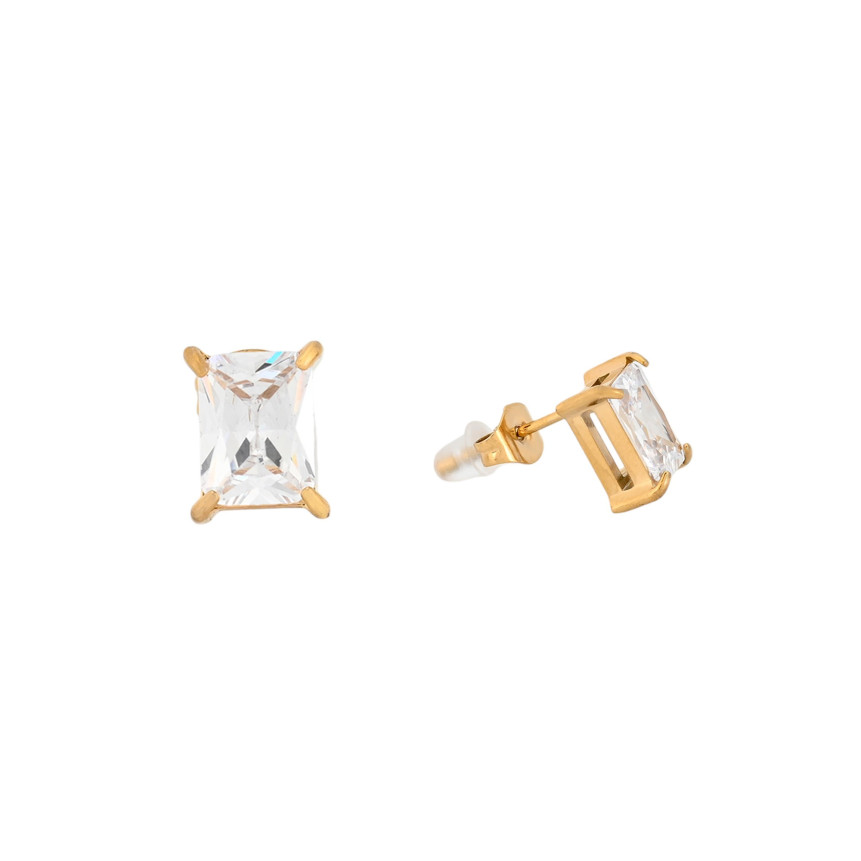 Steel earrings stone rectangular GB