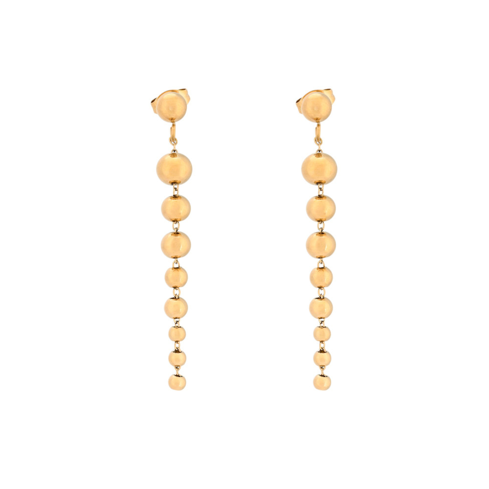 Pendientes en acero largo bolas GB