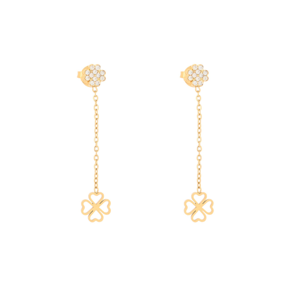Boucles d\'oreilles en acier suspendu avec trèfles GB