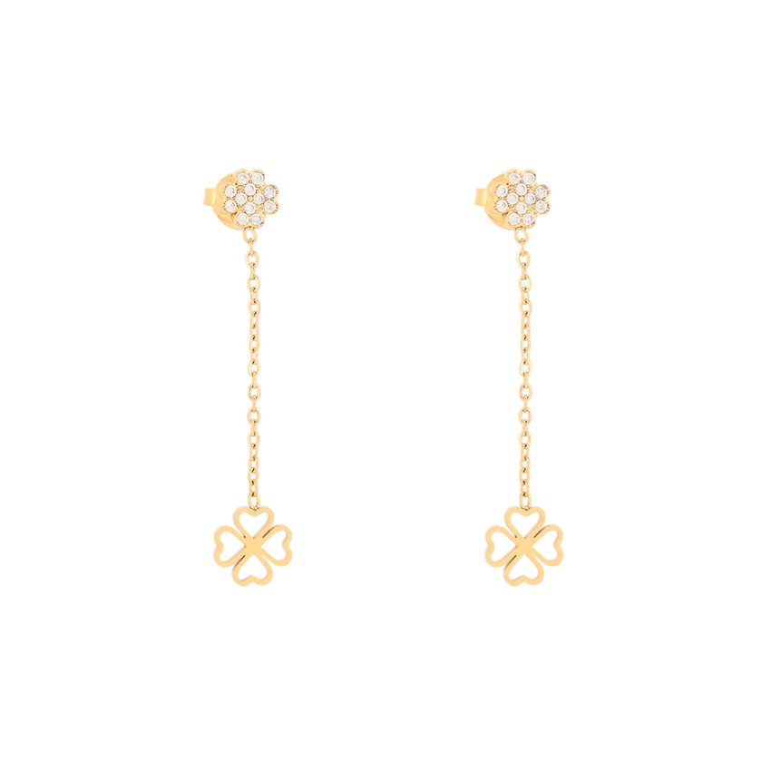 Boucles d'oreilles en acier suspendu avec trèfles GB