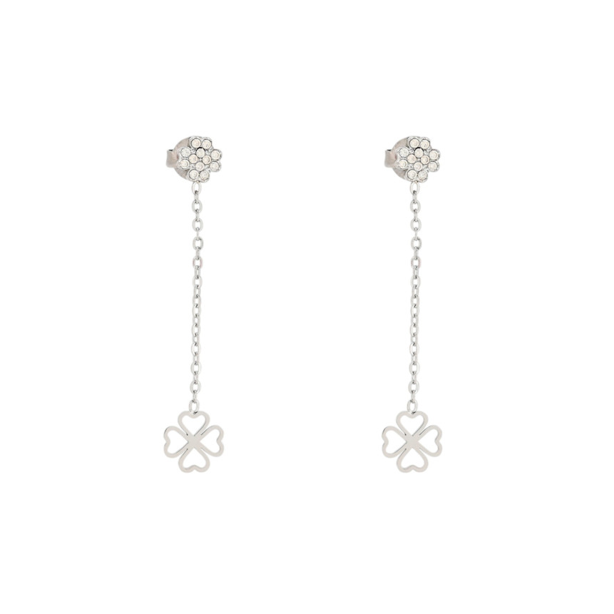 Boucles d'oreilles en acier suspendu avec trèfles GB