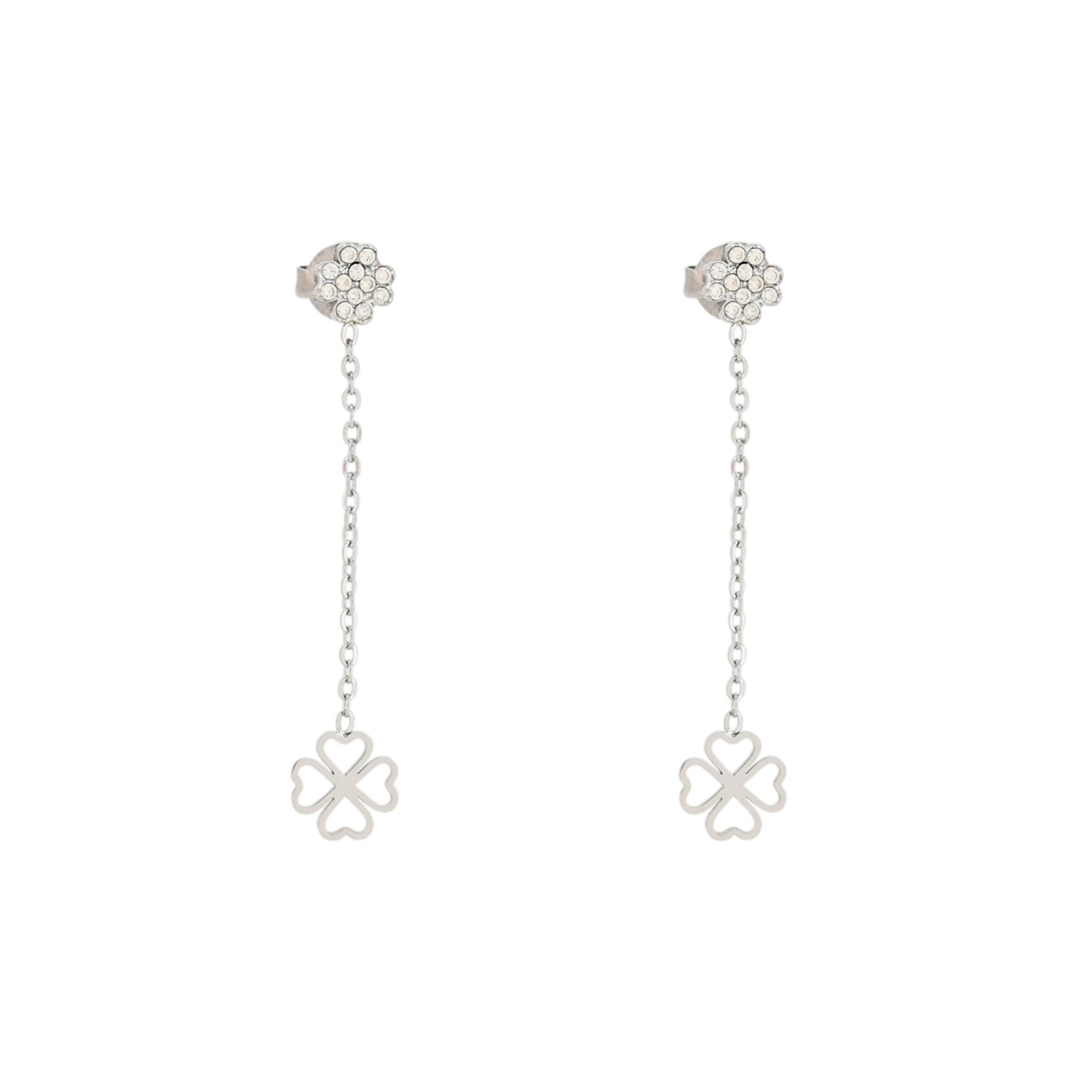 Boucles d\'oreilles en acier suspendu avec trèfles GB