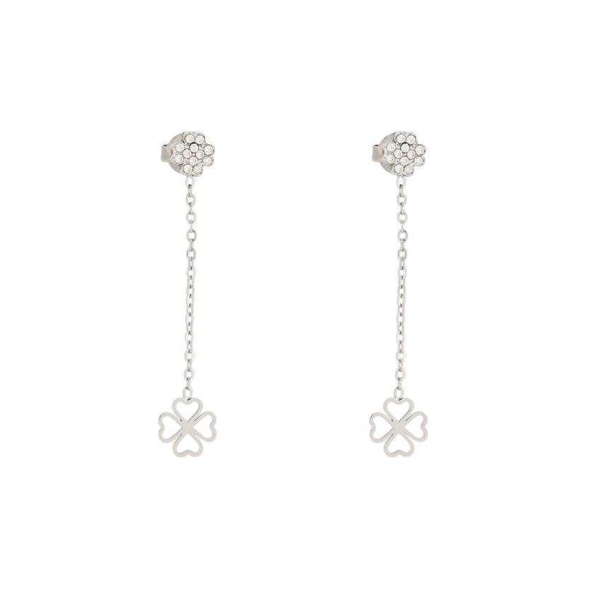 Boucles d'oreilles en acier suspendu avec trèfles GB