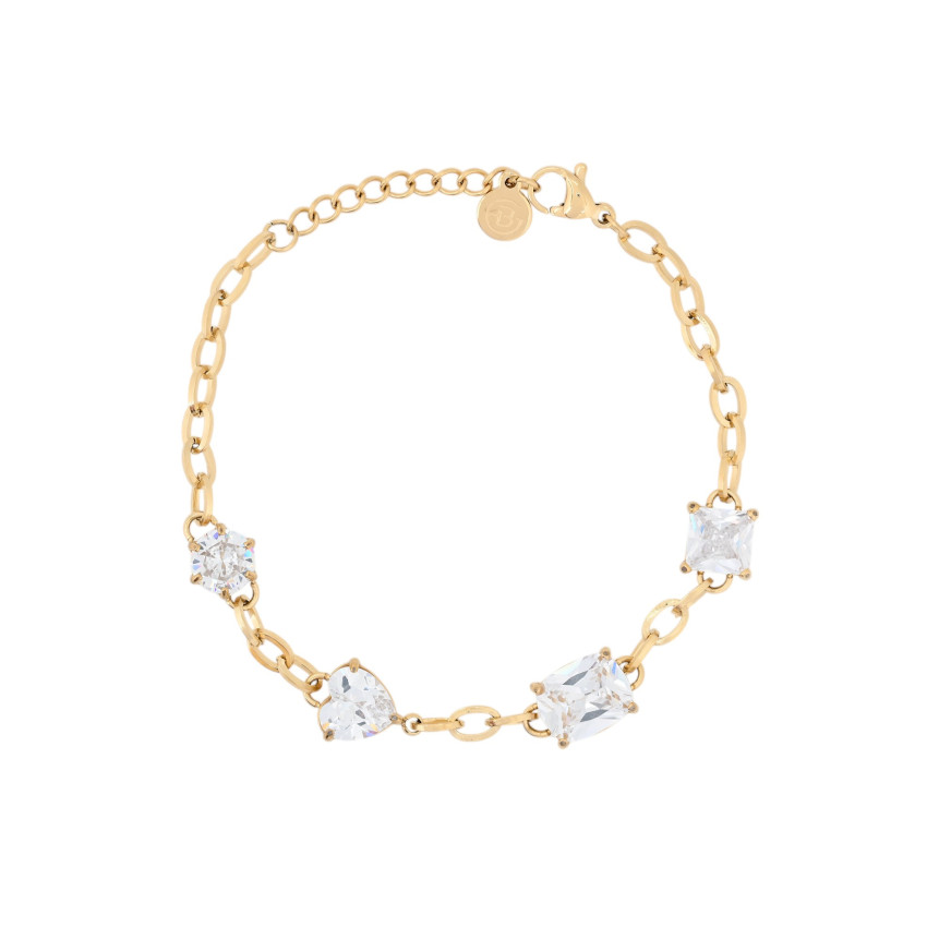 Pulseira em aço grosso com brilhantes GB