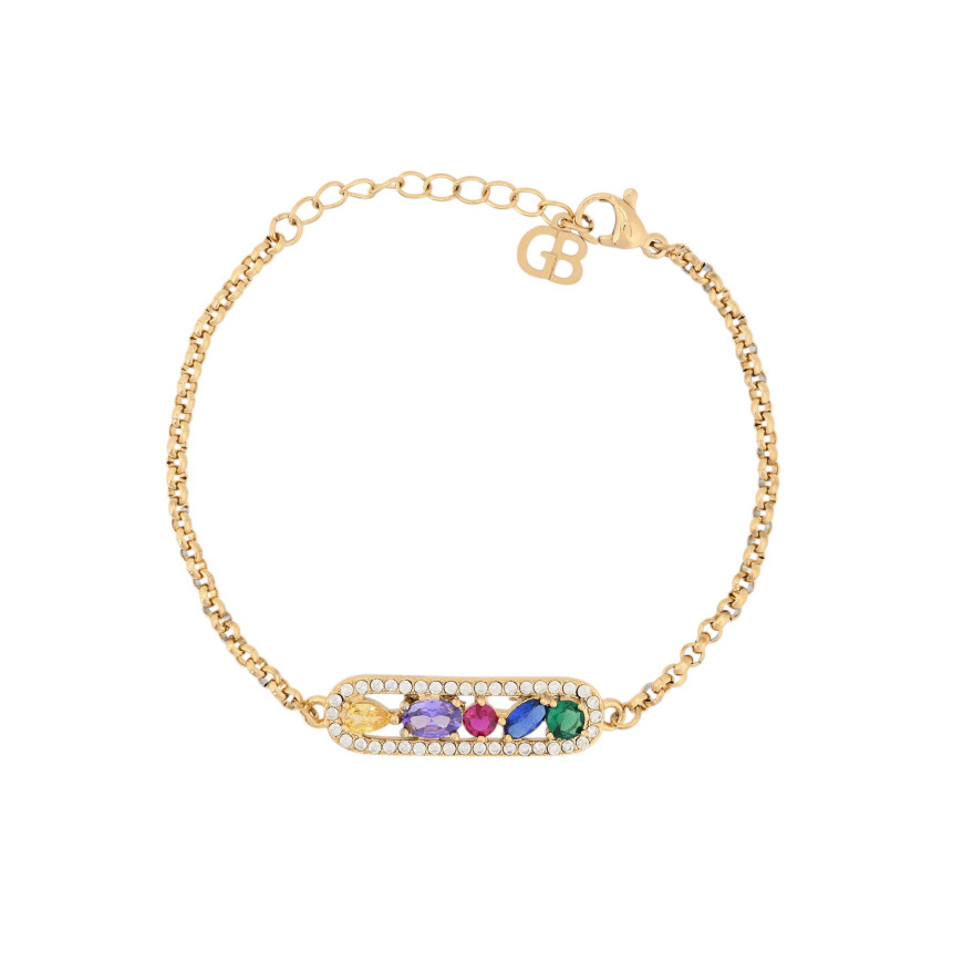 Pulseira em aço zircônias coloridas GB