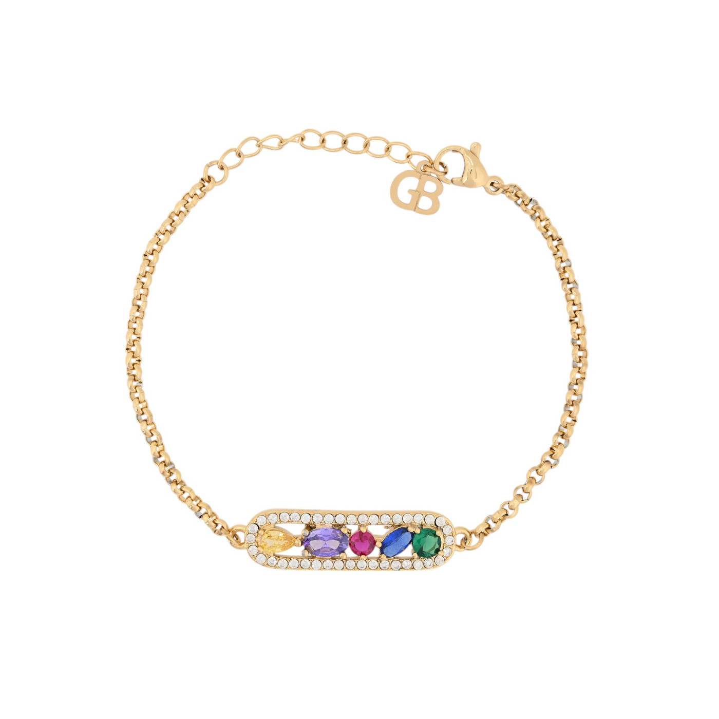 Pulseira em aço zircônias coloridas GB