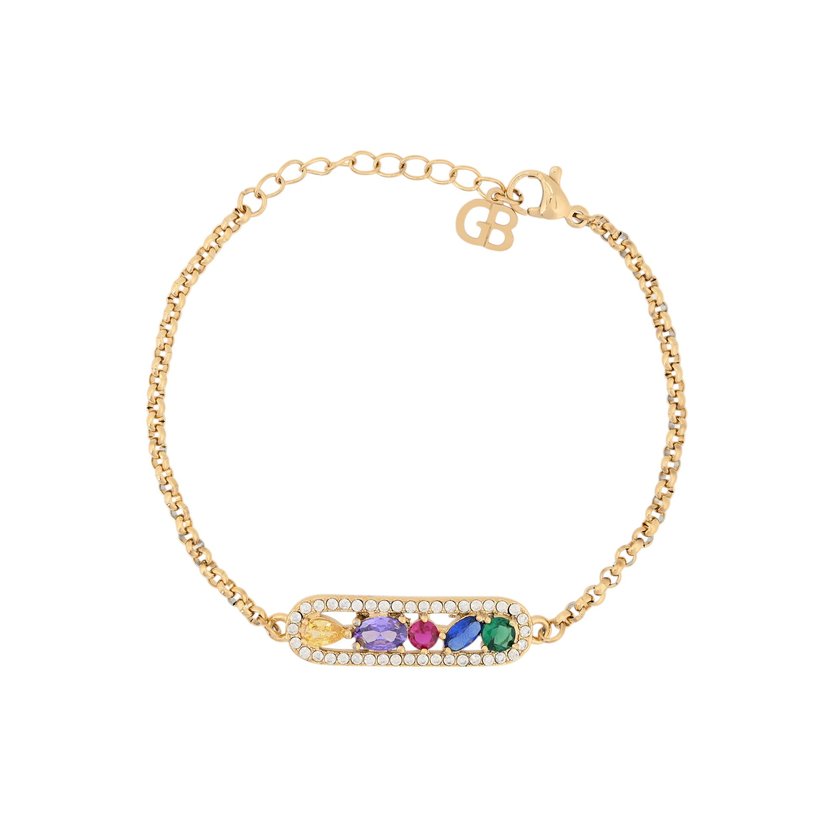 Pulseira em aço zircônias coloridas GB