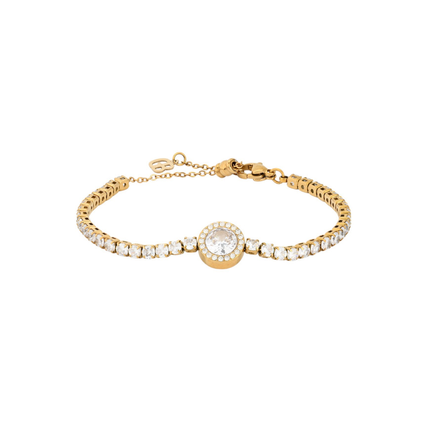 Pulseira riviera em aço com pedra GB