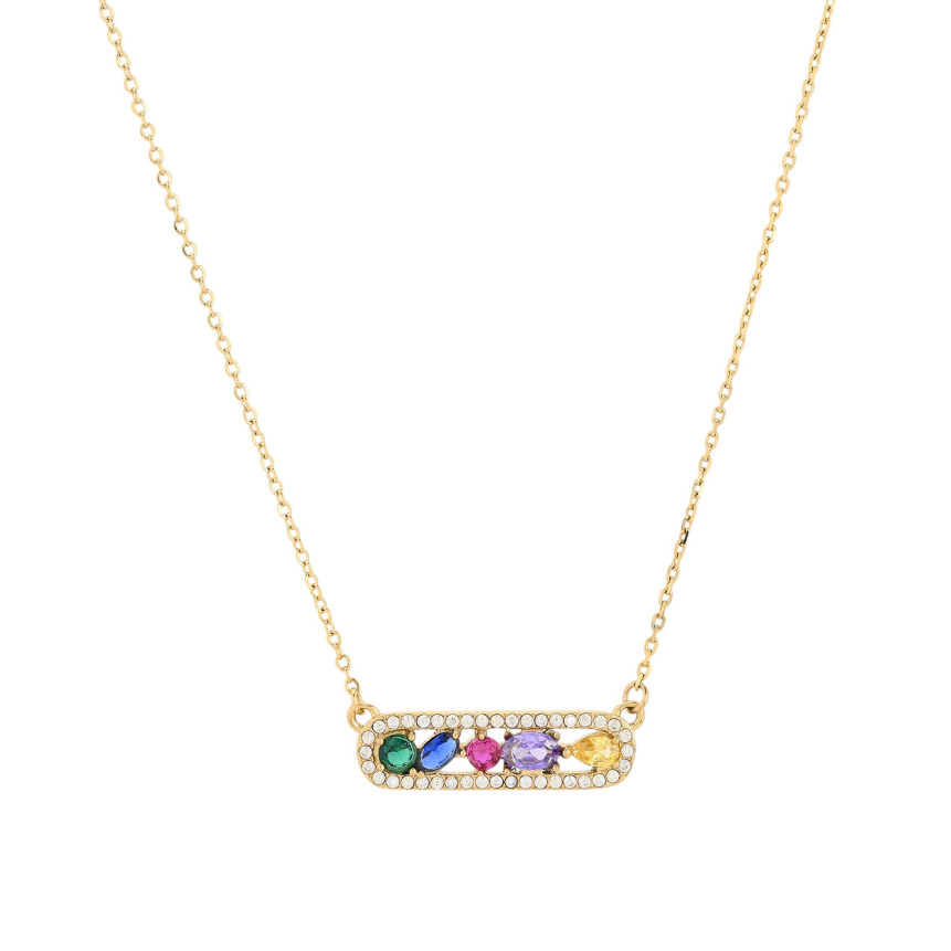 Collana in acciaio zirconia colorato GB