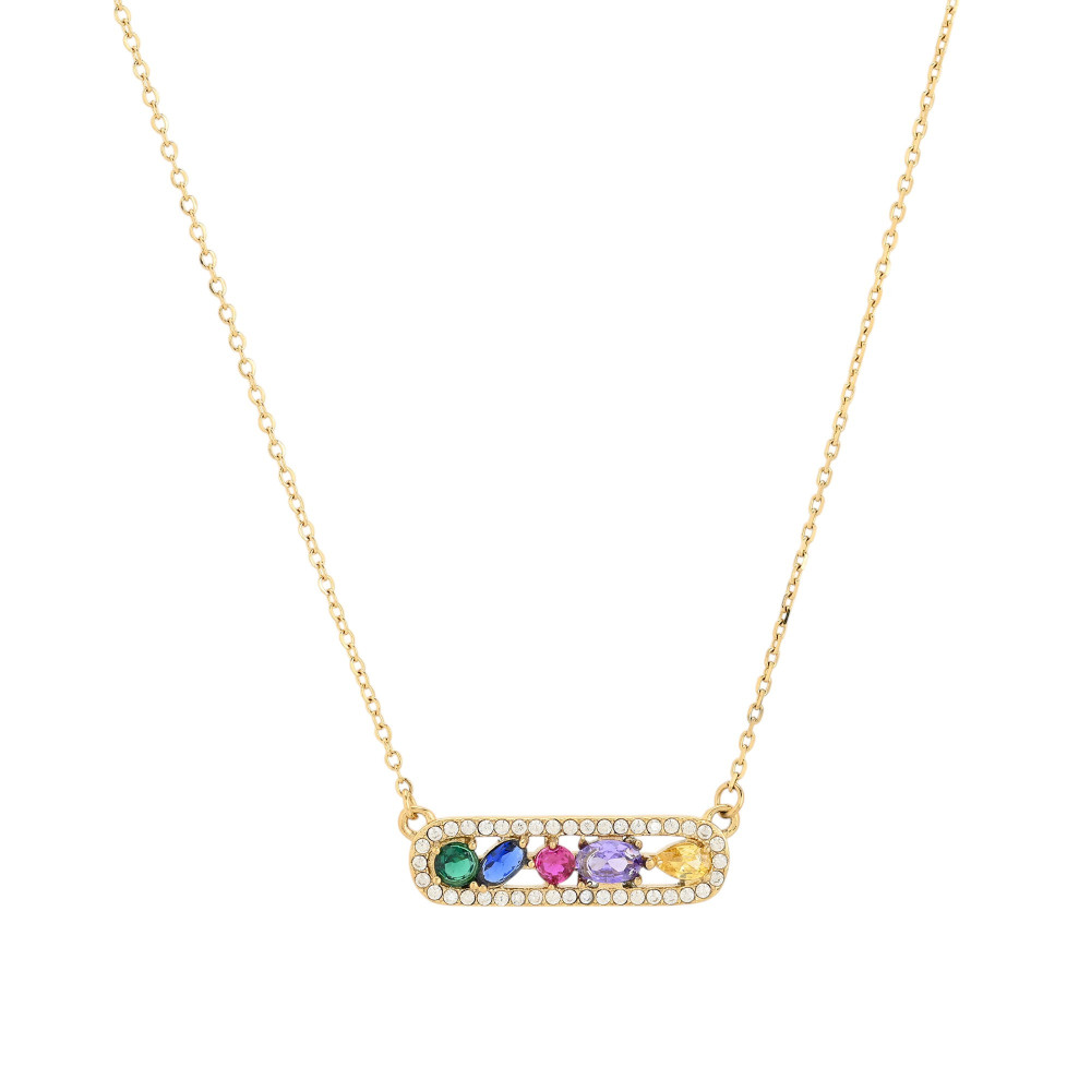 Collier en acier zircones coloré GB
