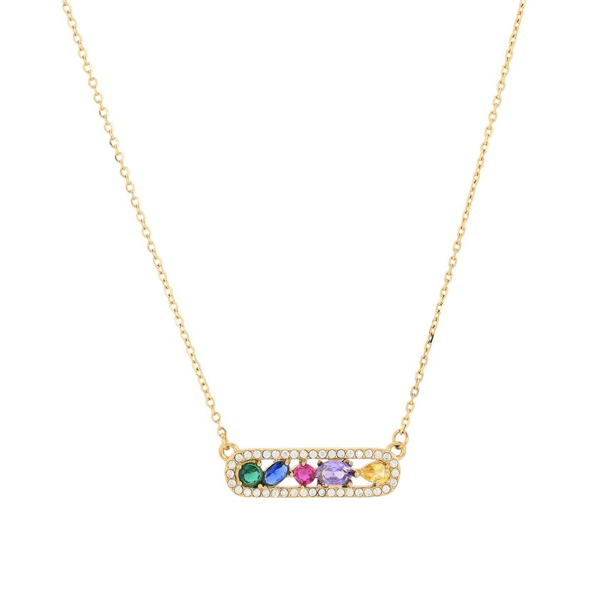 Colorful zirconies steel necklace GB