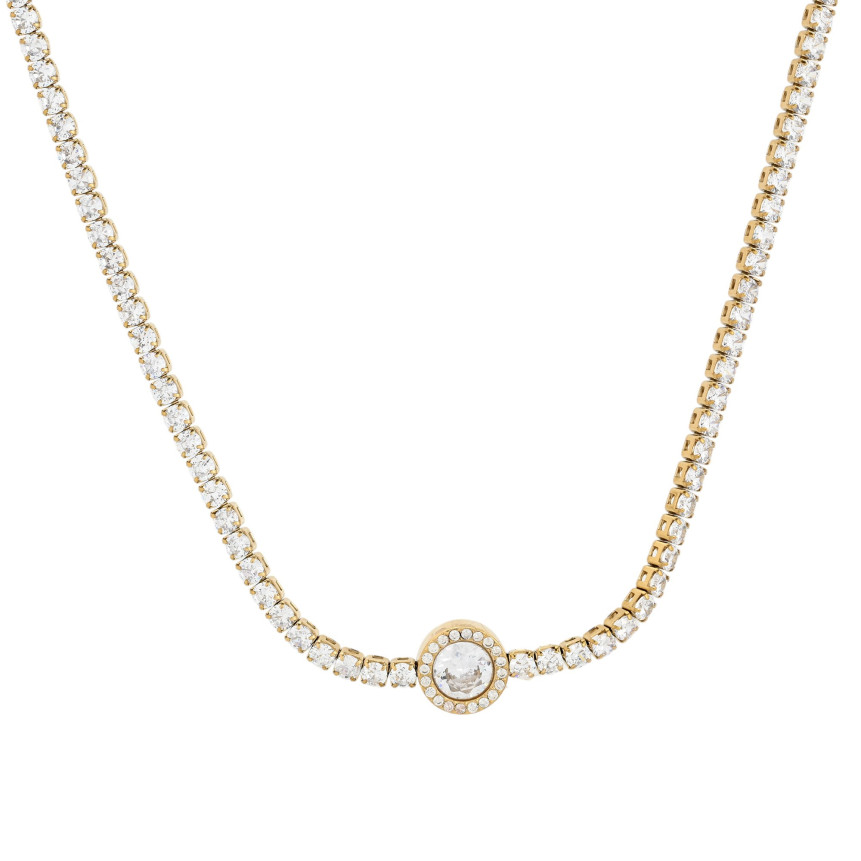 Collier rivière en acier avec pierre GB