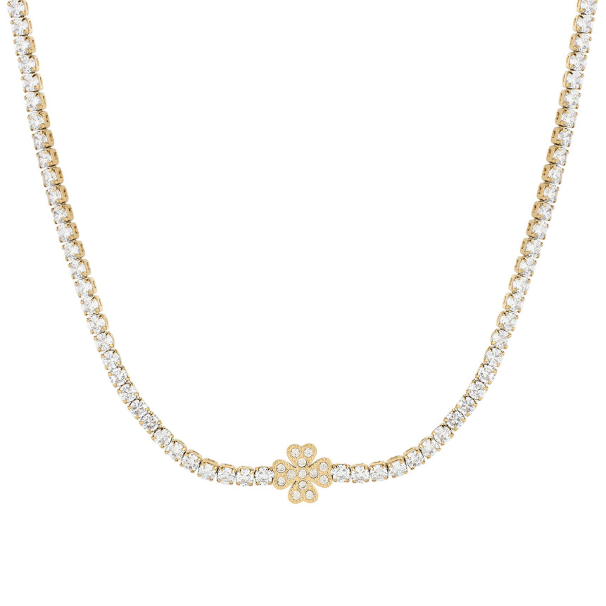 Steel rivière necklace clover GB