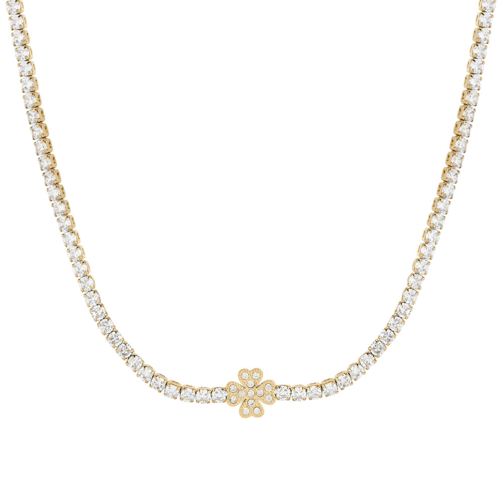Collana rivière in acciaio trifoglio GB