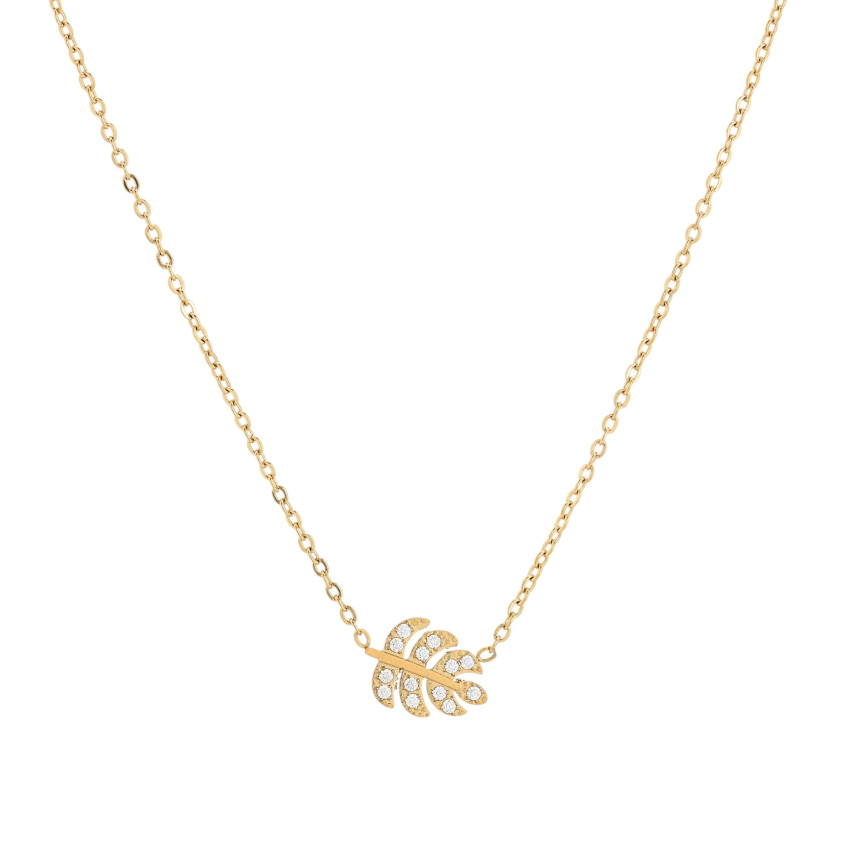 Collier Delicate avec feuille et zircones