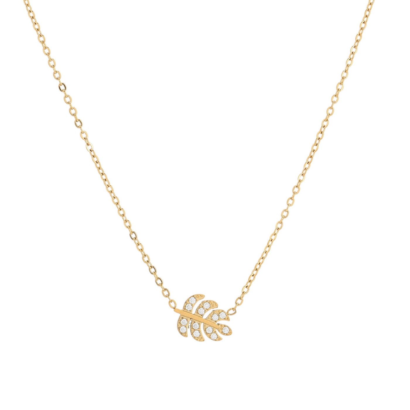 Collier Delicate avec feuille et zircones