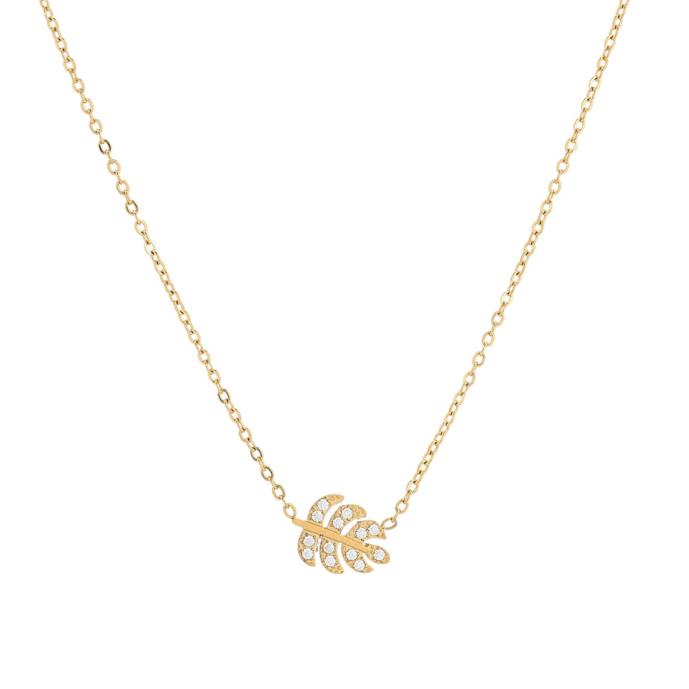 Collar Delicate con hoja y circonitas