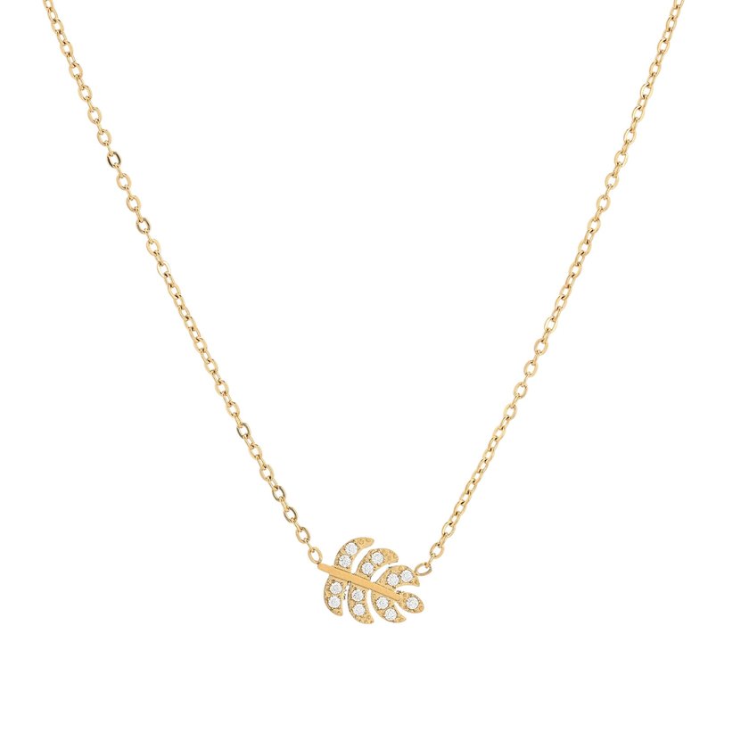 Collier Delicate avec feuille et zircones