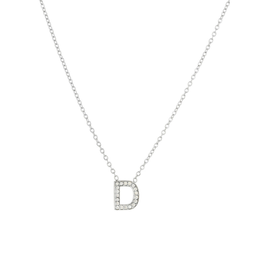 Collana acciaio e zirconitàs parola GB