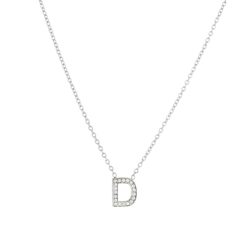 Collier acier et zircones mot GB