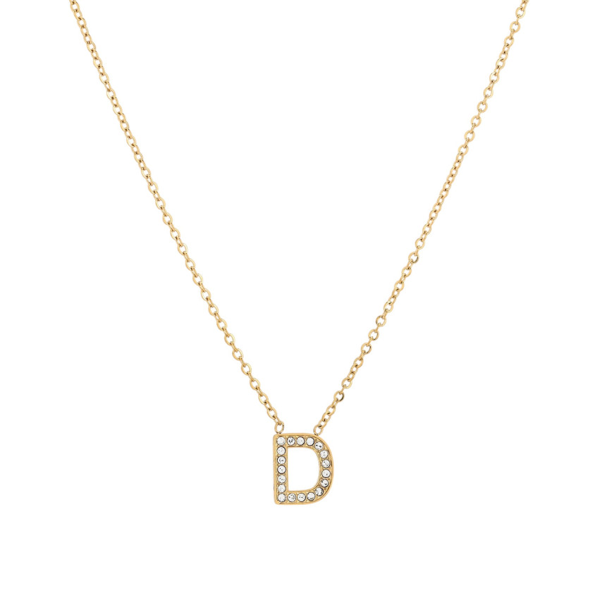 Necklace stainless steel and zirconies word GB