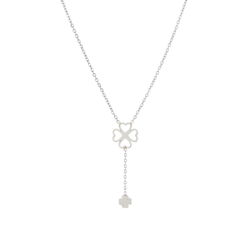 Collana in acciaio doppio trifoglio GB