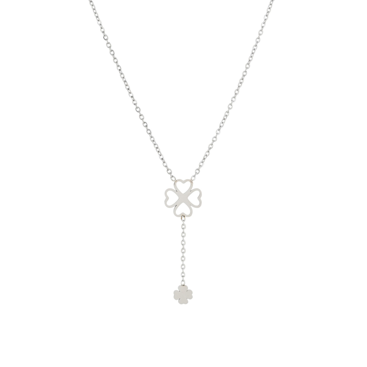 Collana in acciaio doppio trifoglio GB