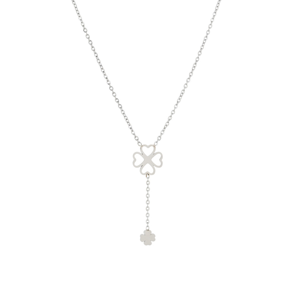 Collana in acciaio doppio trifoglio GB