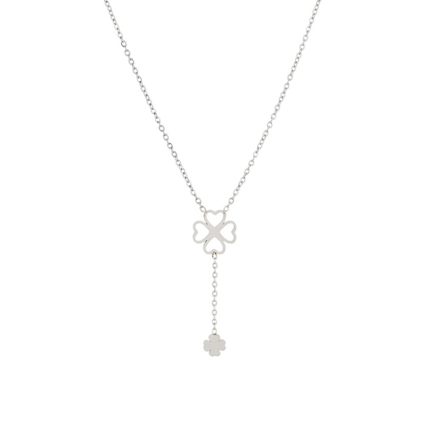 Collana in acciaio doppio trifoglio GB