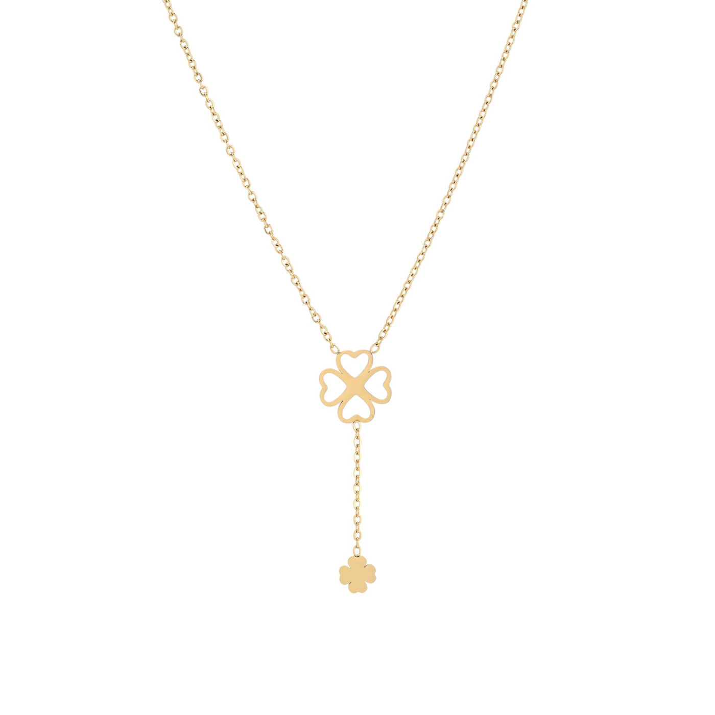 Collana in acciaio doppio trifoglio GB