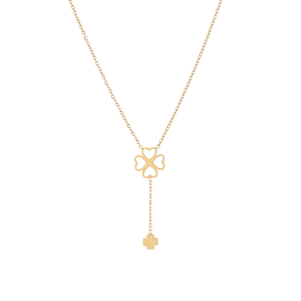 Collana in acciaio doppio trifoglio GB