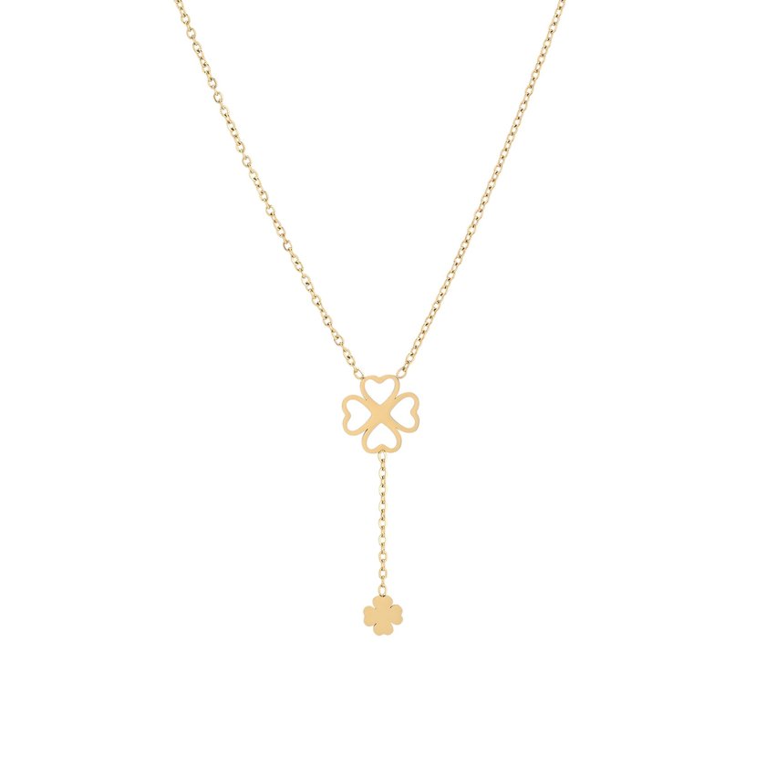 Collana in acciaio doppio trifoglio GB