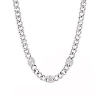 Collar acero grueso con brillantes GB
