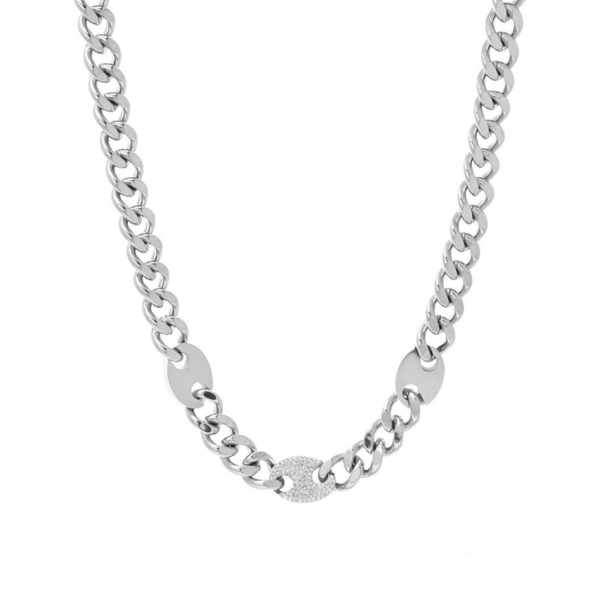 Collar acero grueso con brillantes GB