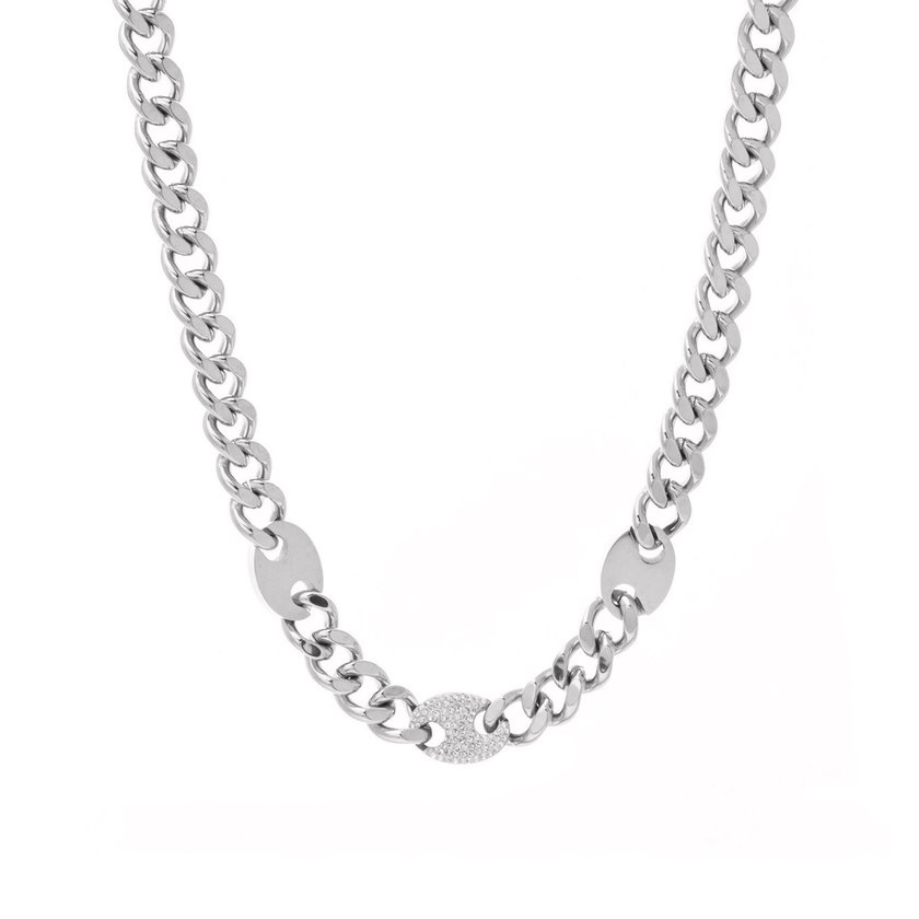 Collar acero grueso con brillantes GB