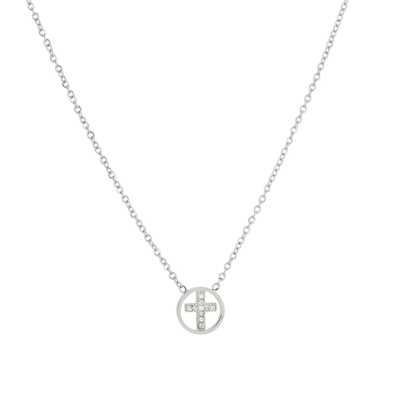Collier en acier croix avec brilliantes GB