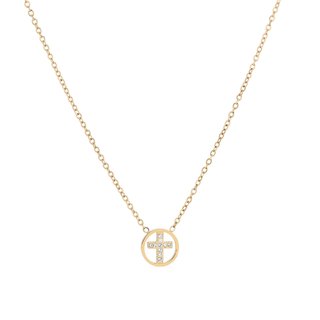 Collar en acero cruz con brillantes GB