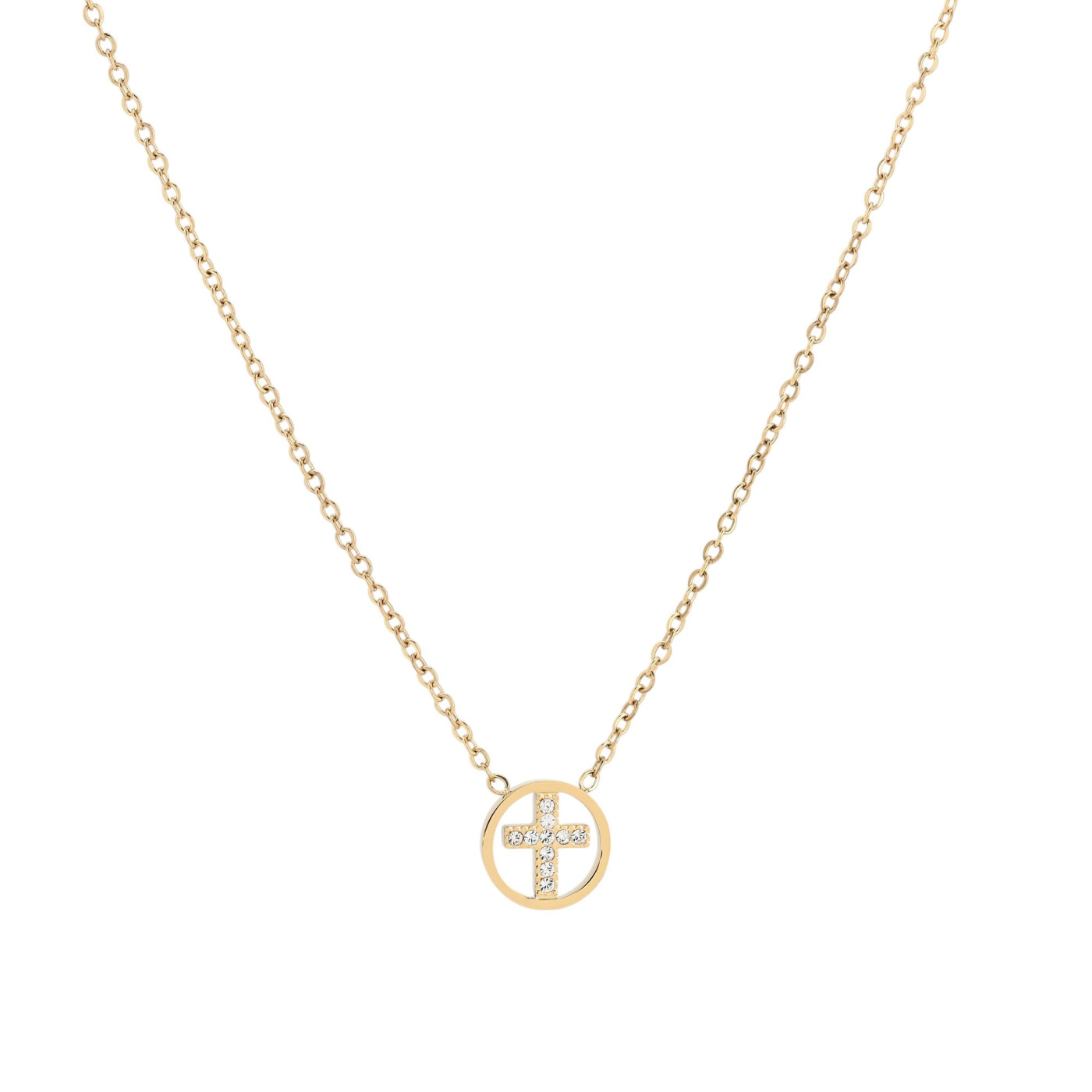 Collier en acier croix avec brilliantes GB