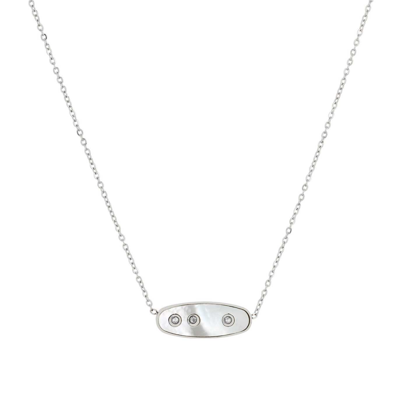 Steel necklace three brilliants GB
