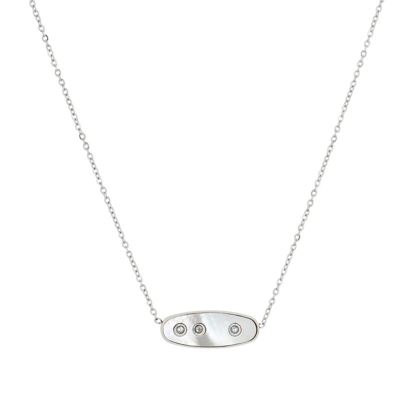 Steel necklace three brilliants GB