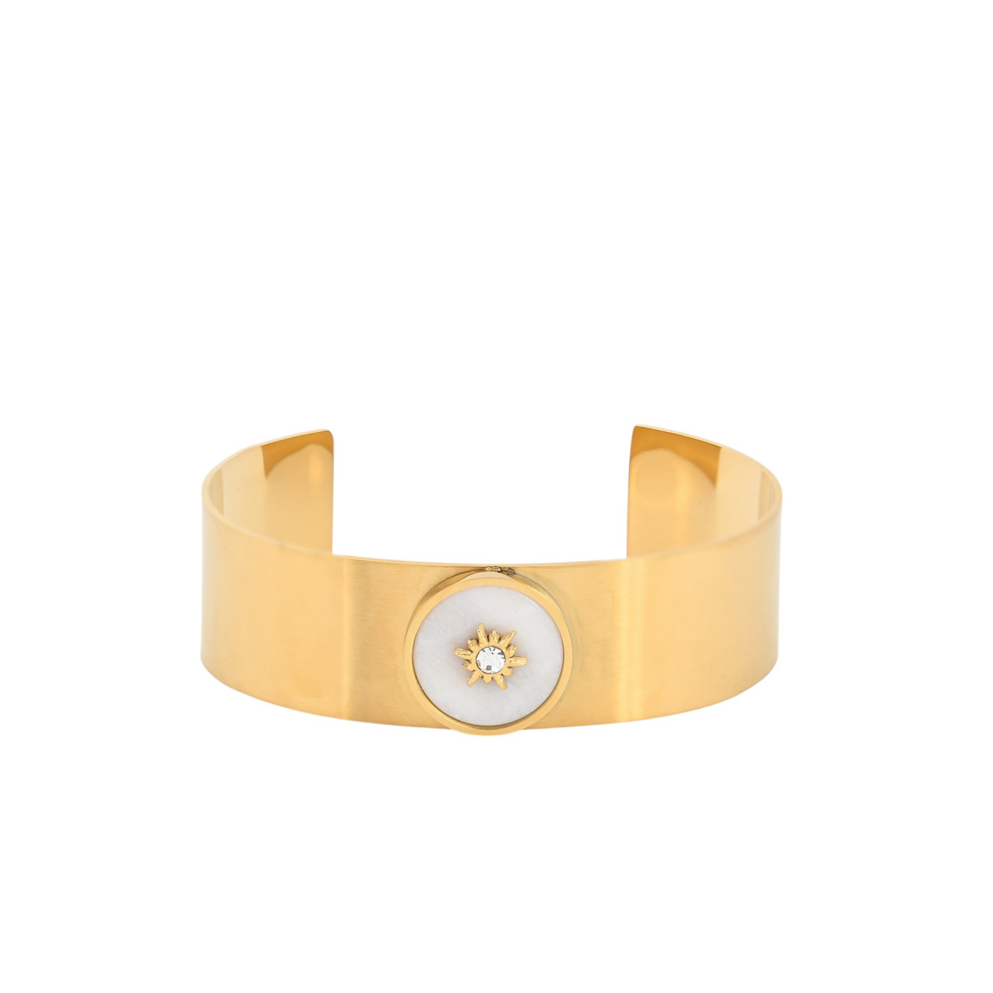 Pulseira rígida aço pedra natural com sol GB