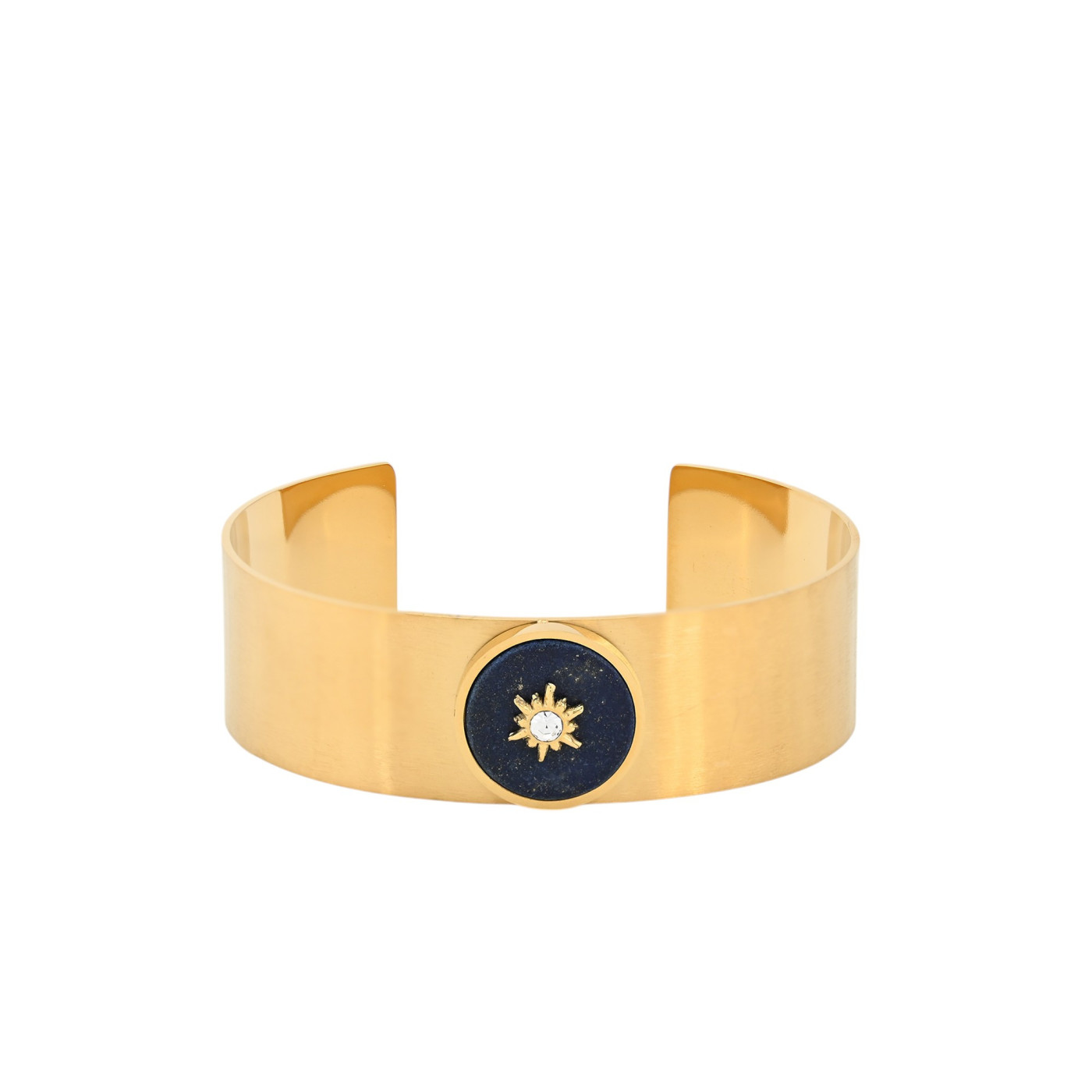 Pulseira rígida aço pedra natural com sol GB