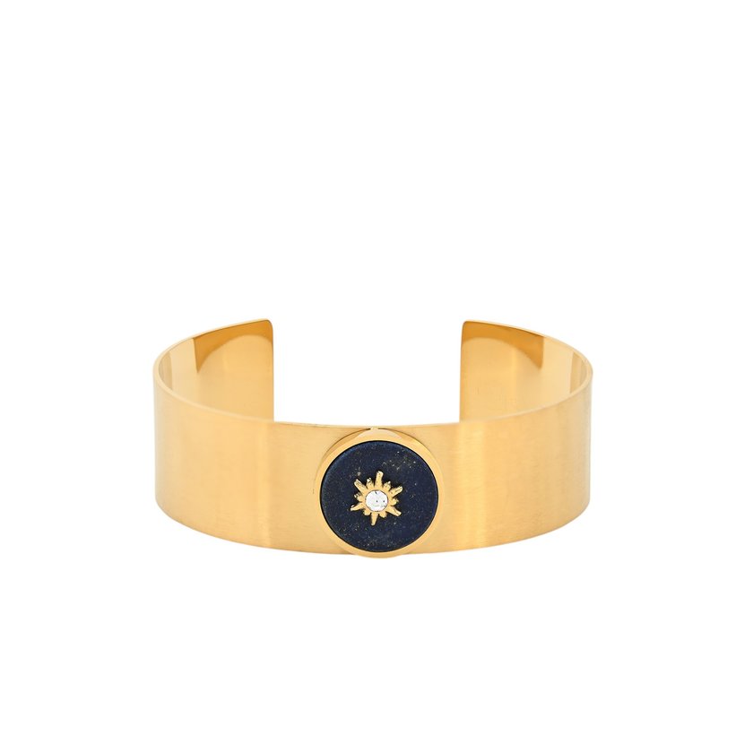 Bracciale rigida acciaio pietre natural con sole GB