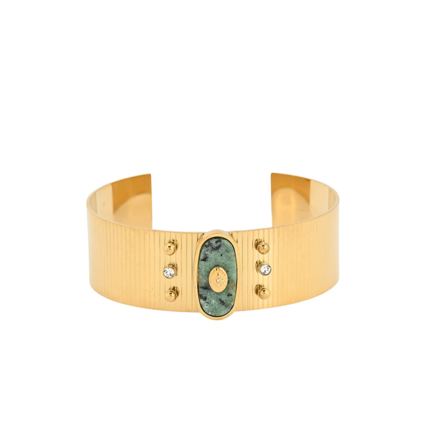 Pulseira rígida aço com textura olho GB